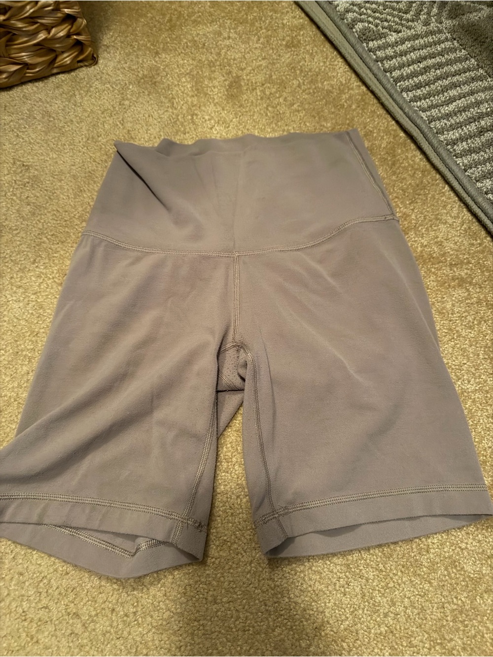 Aritzia High-Rise Bike Shorts in Taupe